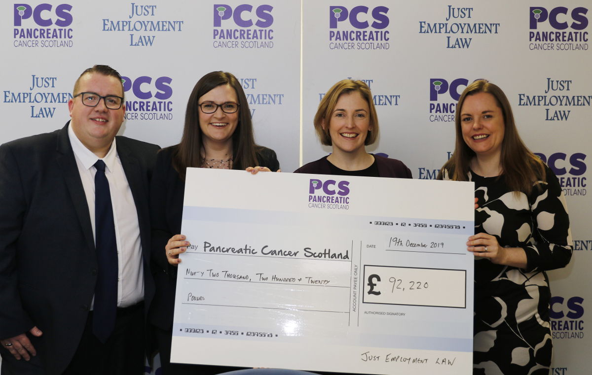 Just Employment Law raises incredible £92,200 for Pancreatic Cancer Scotland