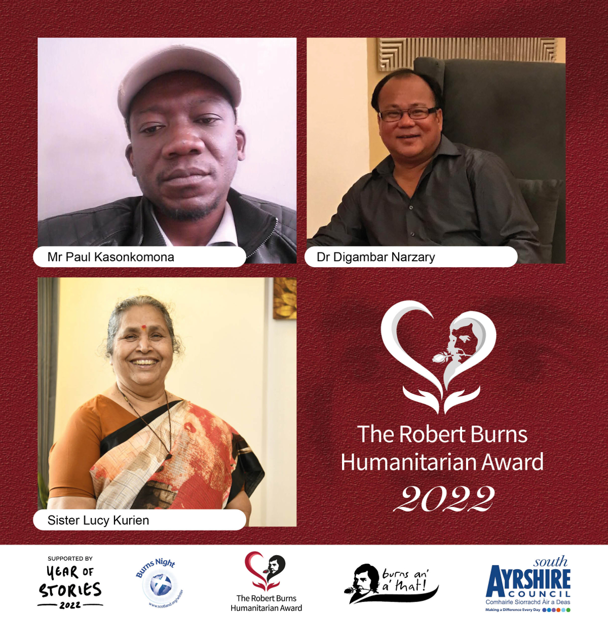 Robert Burns Humanitarian Award - 2022 finalists revealed