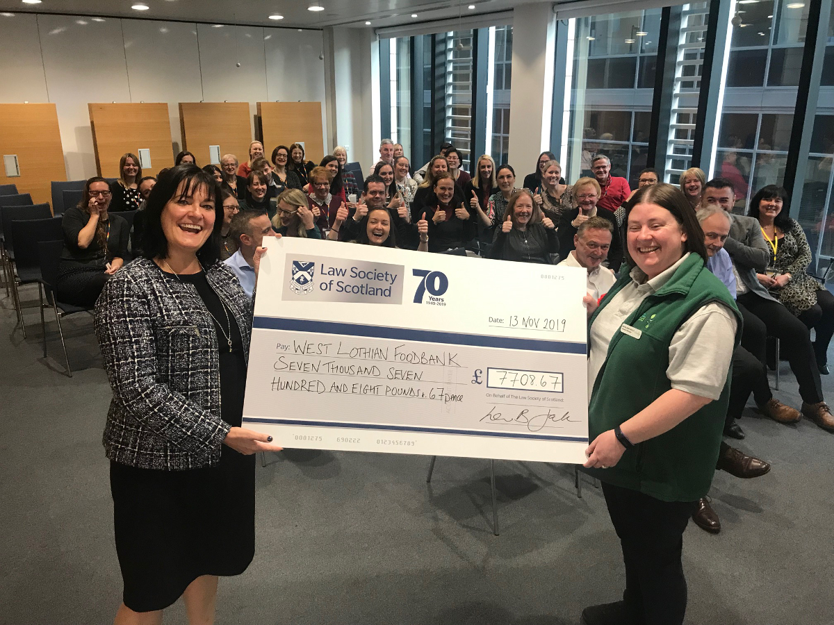 Law Society staff raise £7,700 for West Lothian Foodbank