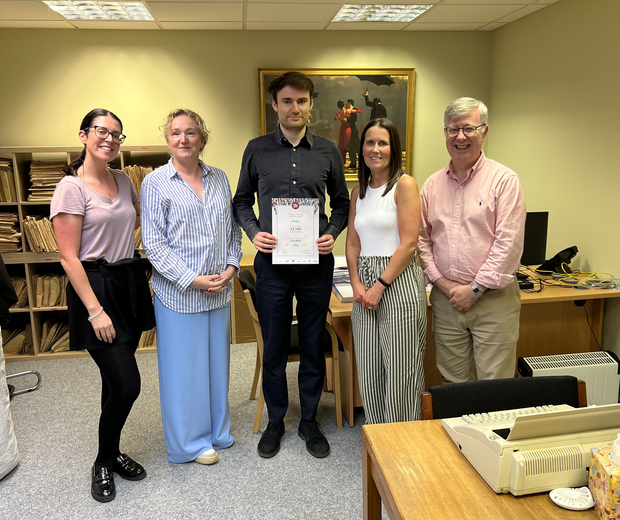 Friels raises £3,180 for Will Aid