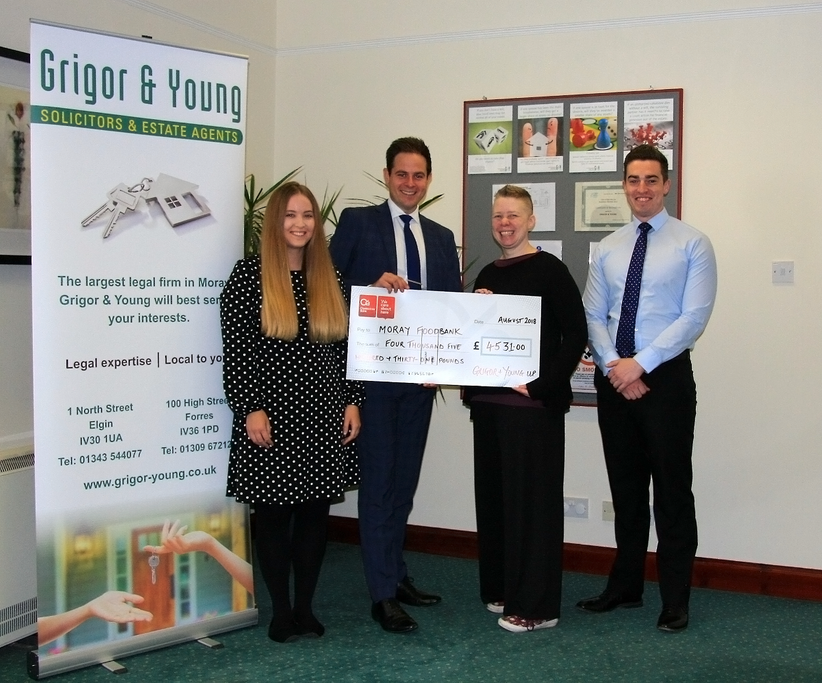 Grigor & Young LLP raises more than £4,500 for Moray Foodbank