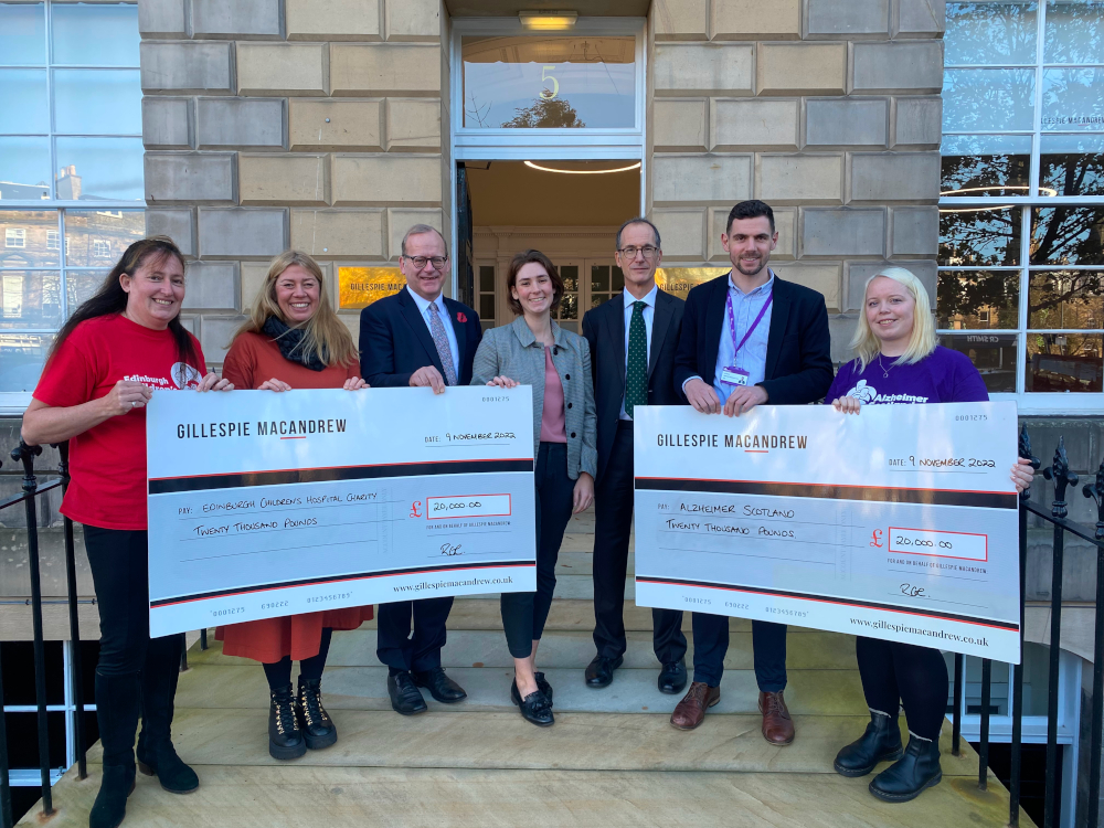 Gillespie Macandrew donates £40,000 to charity partners