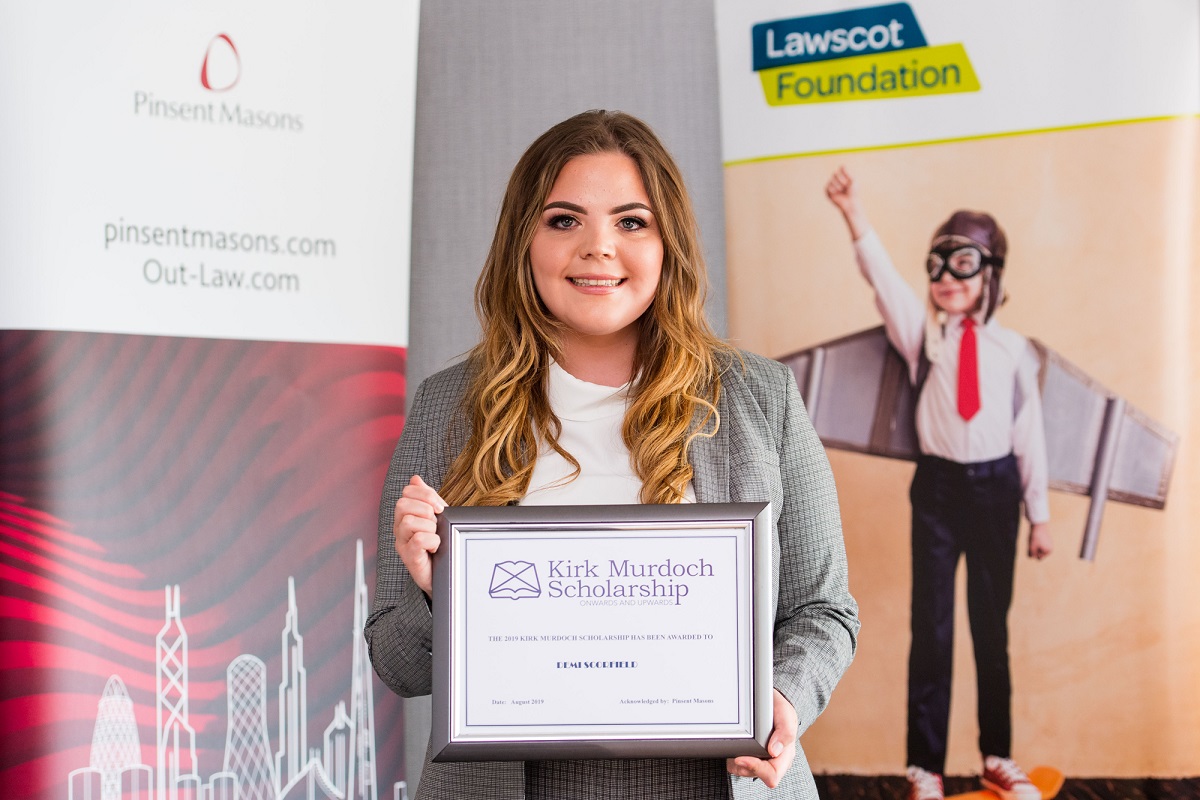 Pinsent Masons awards first Kirk Murdoch Scholarship to Edinburgh law student Demi Scorfield