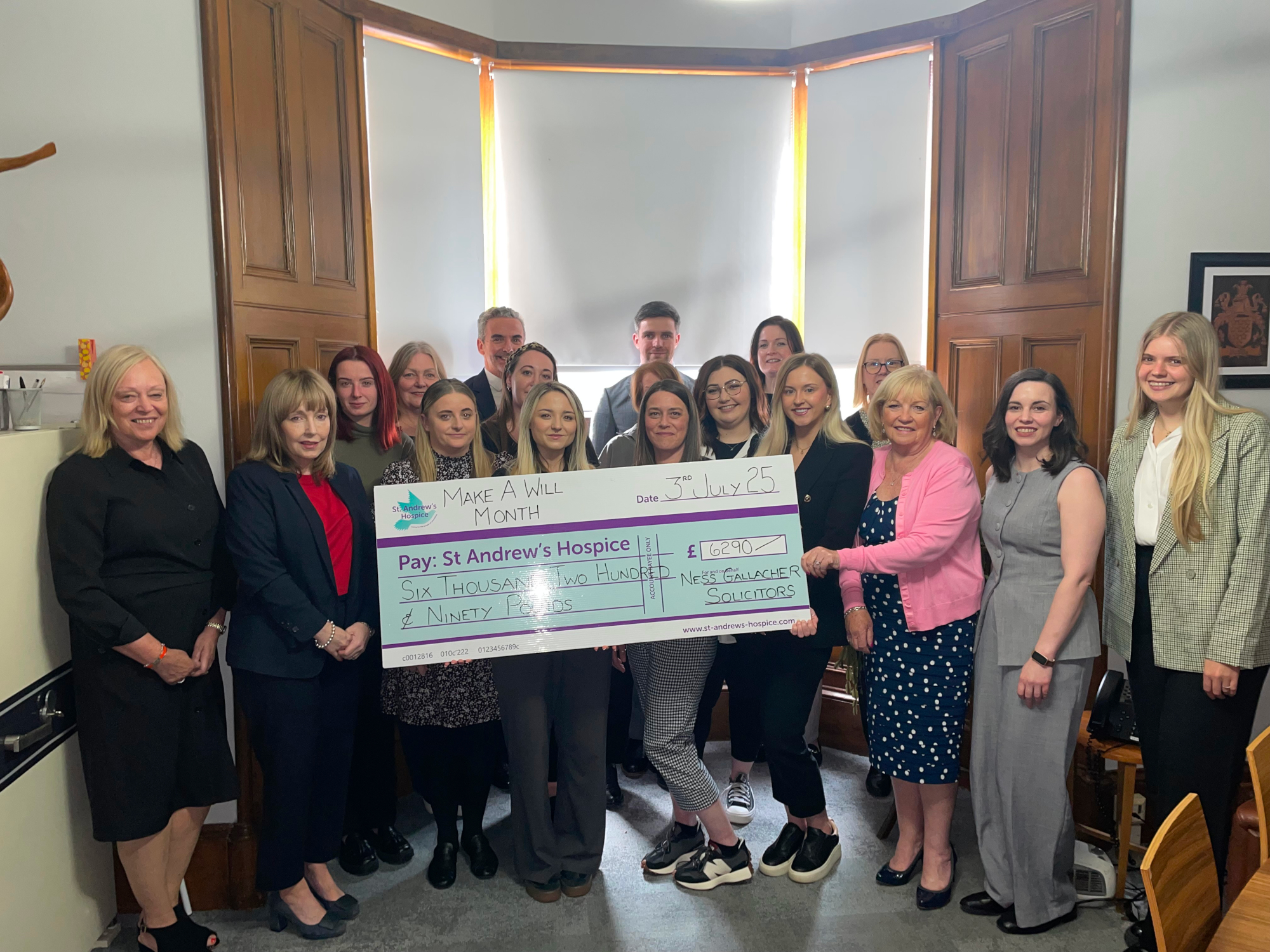 Ness Gallagher Solicitors raises £6,290 for St Andrew’s Hospice