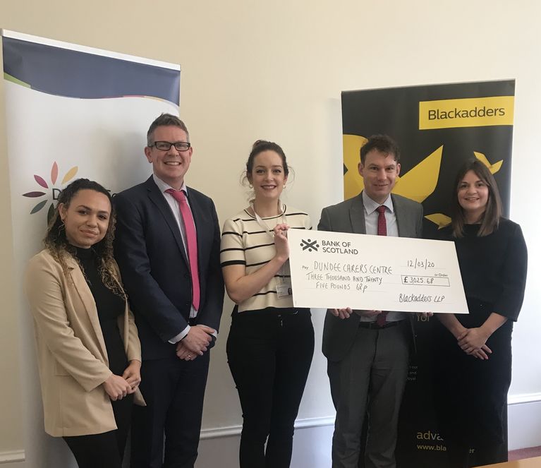 Blackadders raises £3,000 for Dundee Carers Centre