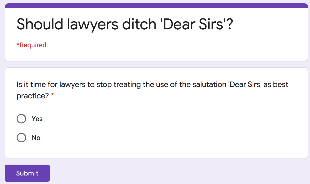 Is it time to ditch ‘Dear Sirs’ – have your say in our poll