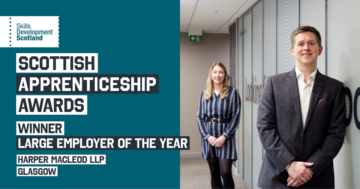 Harper Macleod honoured by diversity prize at Scottish Apprenticeship Awards