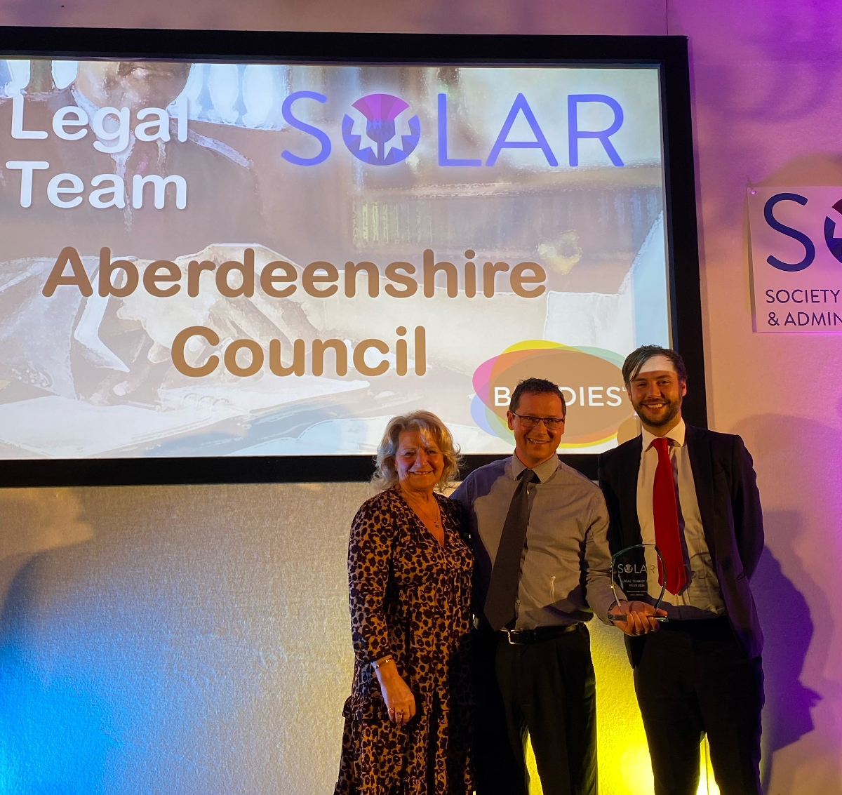 Aberdeenshire Council legal teams take top accolade at SOLAR awards