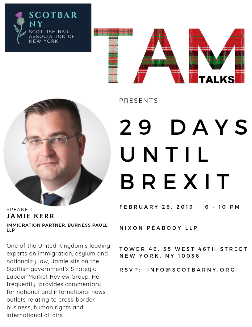 Jamie Kerr to discuss immigration and Brexit in New York next month